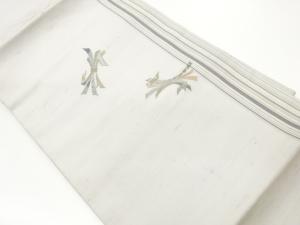 手織り紬縞に束ね熨斗模様織出し名古屋帯